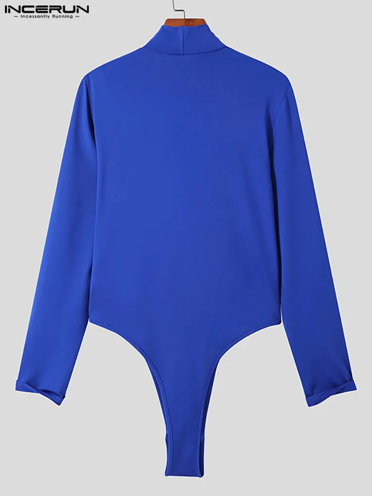 Men Sexy Comfortable Hot Sale Onesies Fashion Casual Style Male High Collar Hollow Out Long Sleeve Jumpsuits S-5XL INCERUN 2023