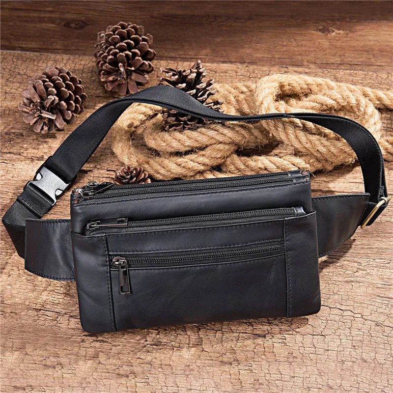 

Men Waist Bag Pack Travel Purse Casual Men's Leather Belt Bags heuptas Hip Bags Male Fanny Pack Leather Waist Bag For Men