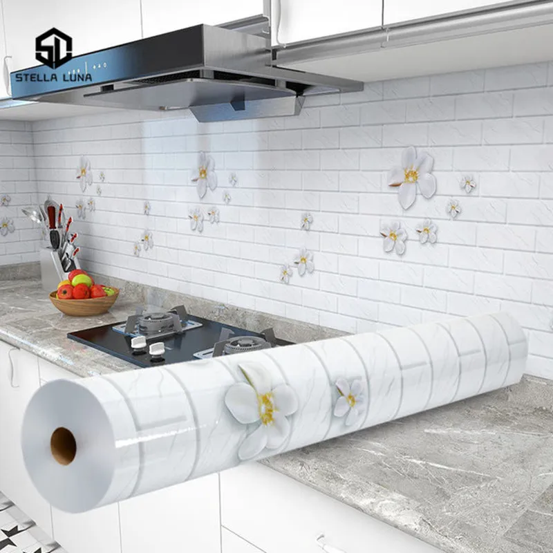 Oil-proof Kitchen Stove Sticker Self Adhesive Wallpapers Waterproof High Temperature Resistant  Kitchen Decoration Contact Paper