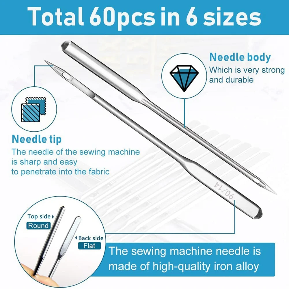 Sewing Machine Needles 60Pcs Universal Ballpoint Sewing Machine Needles Sewing Machine Accessories for Denim Jeans images - 6