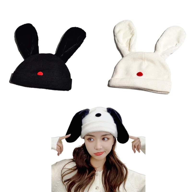 

Cute Dog Ears Woolen Hat Soft Comfortable Warm Knitted Hat Fit for Easter Party