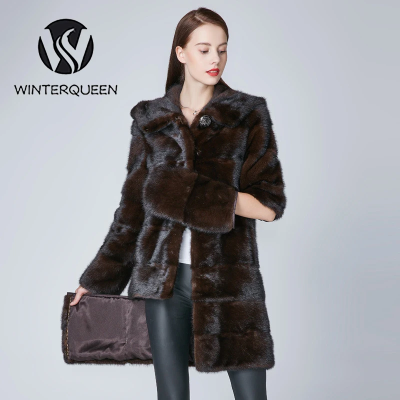 Tianren Mink Fur Coat Ladies Winter Fashion Luxury Genuine Leather Mink Jacket Outdoor Warm Women's Jacket Large Size Customized enlarge