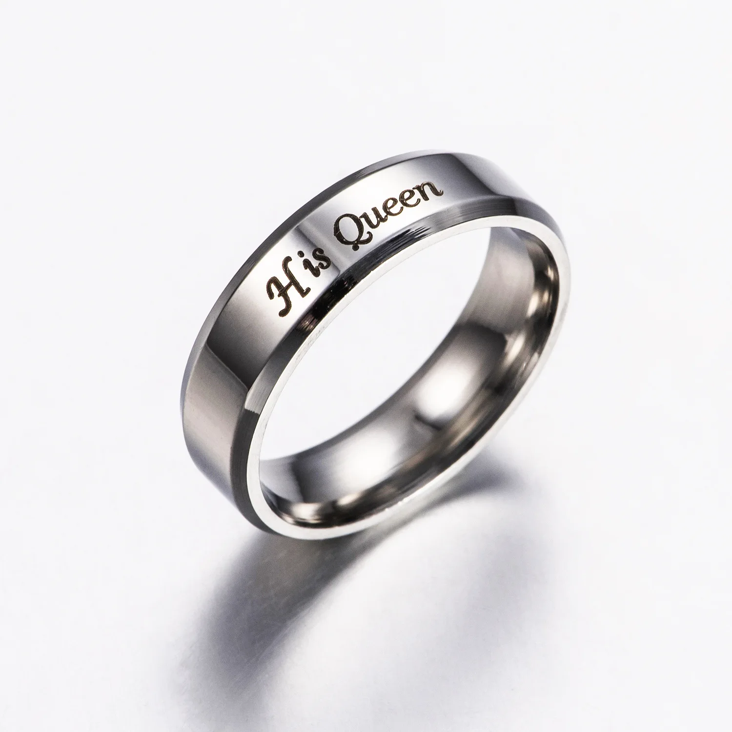 

Polished Step Edge Ring Stainless Steel Jewelry Her King His Queen Couple Rings for Wedding Mens Rings Whole Sale Party