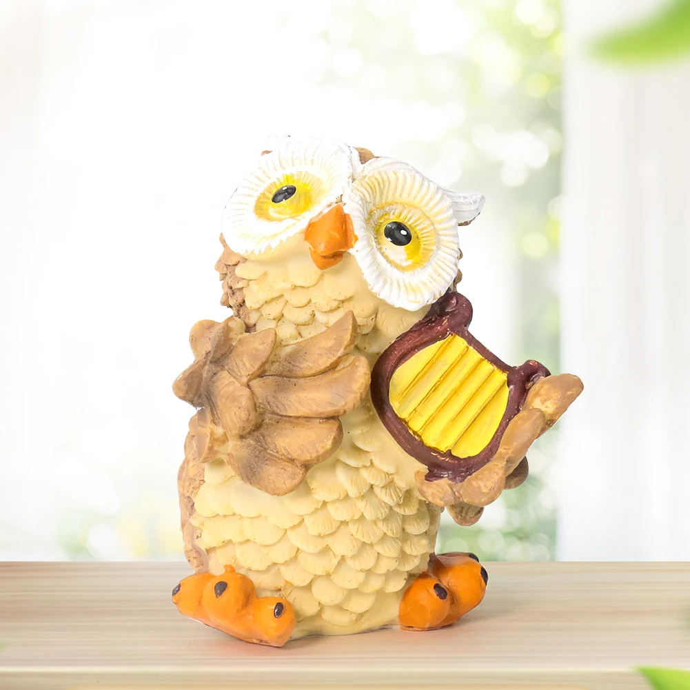 

Cute Resin Owl Accordion Ornament Hand Carved Mini Animal Musical Instrument Home Decor Craft Accessories