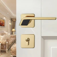 luxury european american modern gold door lock light solid wood interior door lock bedroom split handle knob