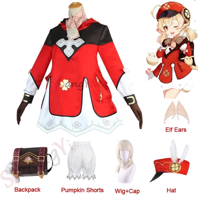 Костюмы для косплея Genshin lmpact Klee полный комплект genshin impact рюкзак парик костюм на