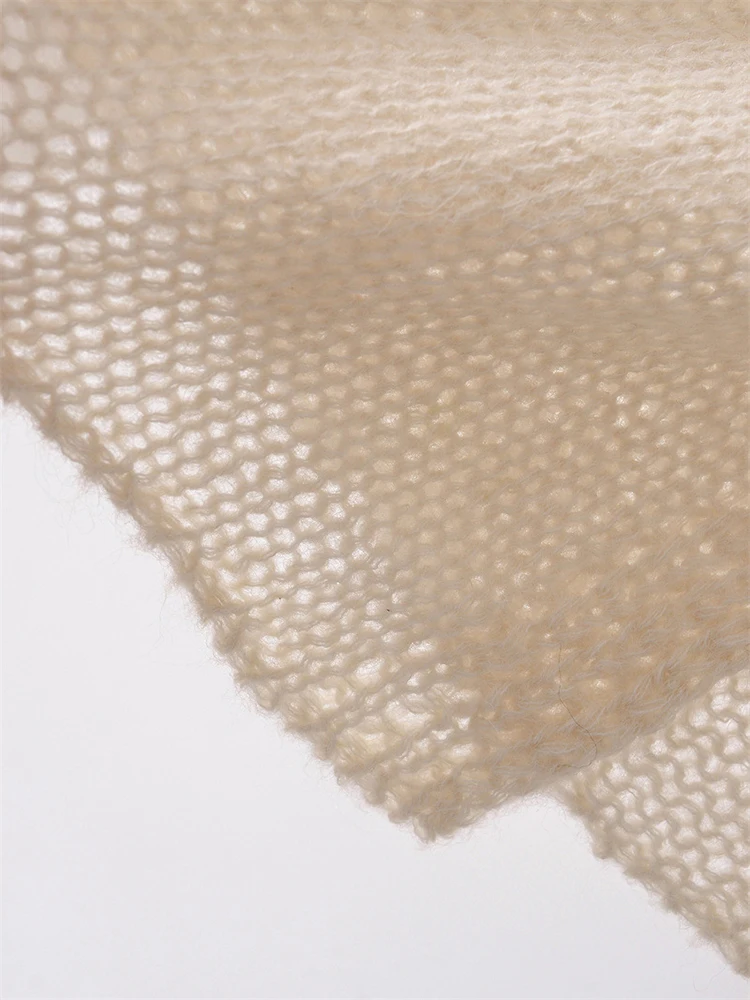 LANMREM универсальный вязаный ажурный свитер женский однотонный с