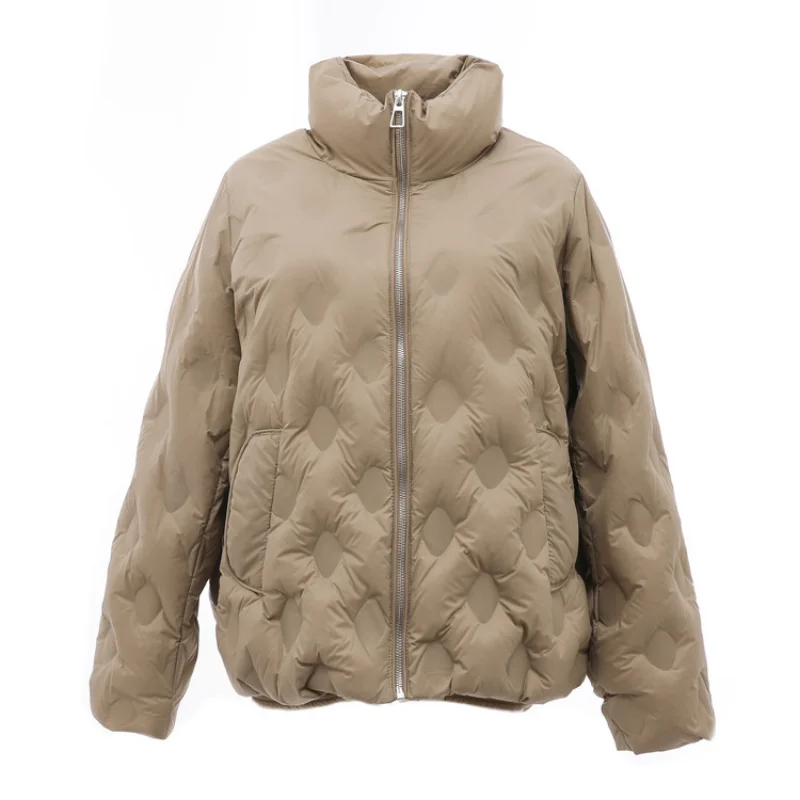 Women White Duck Down Autumn Winter 2022 Short Down Jacket Stand Collar Casual Warm Coat