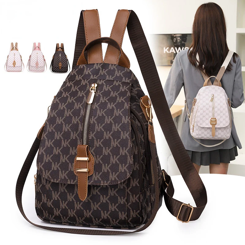 

European And American Pu Soft Leather Backpack Female Student Schoolbag Fashion Large Capacity Business Travel Ladies Backpack