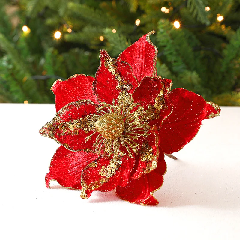Искусственные рождественские цветы Poinsettia