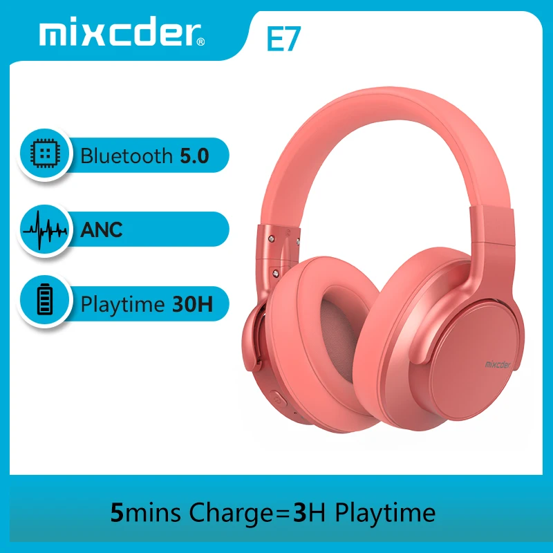 

Mixcder E7 Active Noise Cancelling Bluetooth Headphones 5.0 25 Hours Play Time Fast Charge with Mic Stereo Wireless Headphone