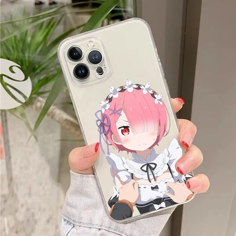 Чехол для телефона ReZERO Ram Rem с аниме силиконовый мягкий чехол iphone 16 15 14 13 12 11 Pro Mini XS