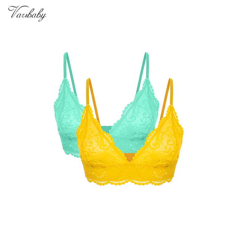 

2 шт., кружевные бюстгальтеры с тонкой чашкой, 3/4