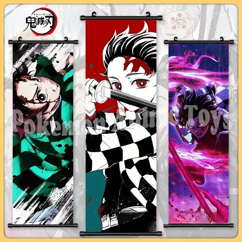Home Decor Prints Demon Slayer Wall Art Kamado Tanjirou Poster Canvas Pictures Japan Anime Scroll Hanging Painting Living Room