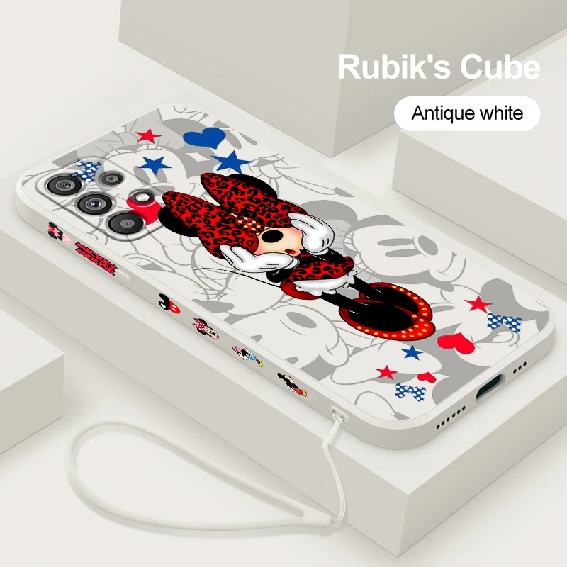 

Fashion Mickey Minnie Mouse Phone Case For Samsung Note 20 10 Plus Ultra A22 A12 A71 A51 A31 A21S A50 A23 5G Liquid Left Rope