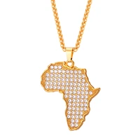 collare african map pendant rose goldblackgold color full crystal rhinestone jewelry stainless steel necklace women men p093