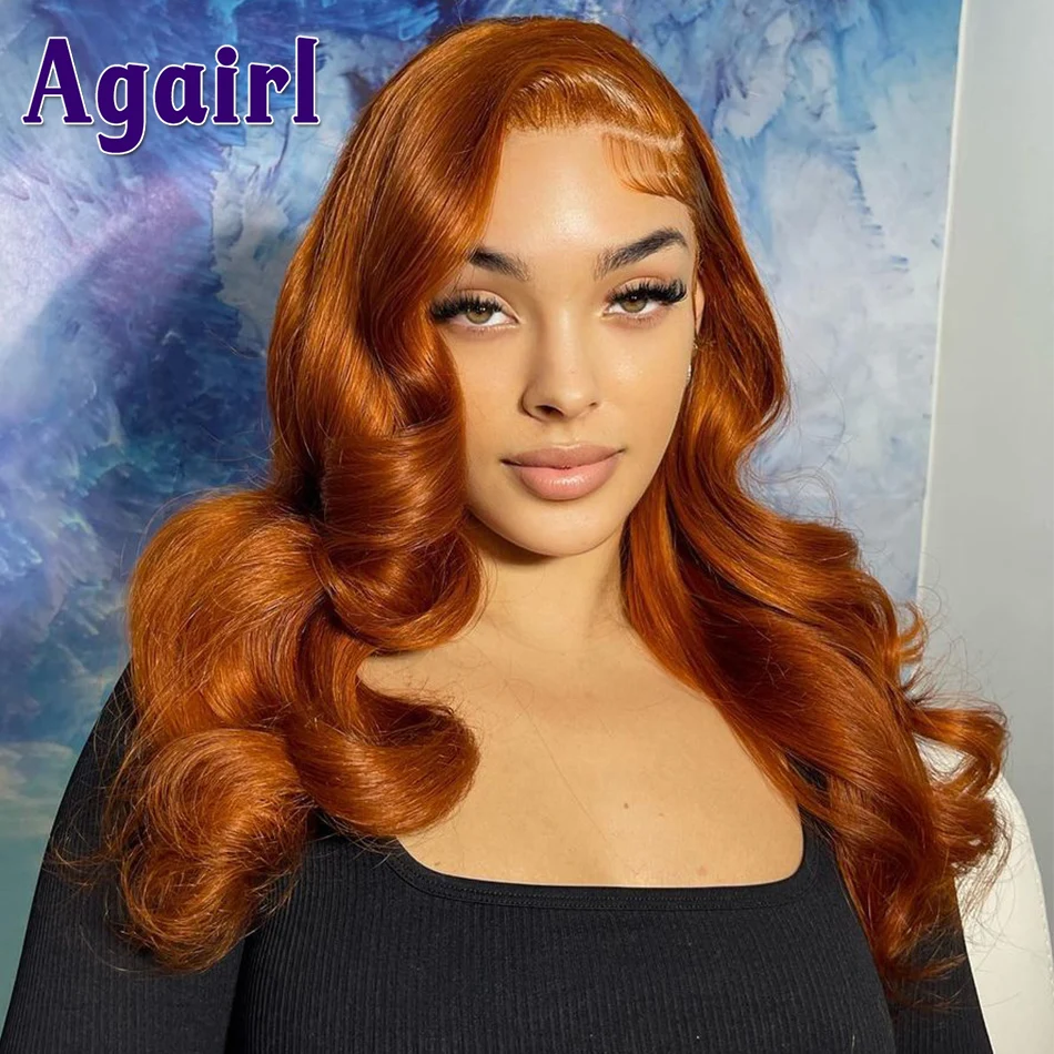 13X6 Ginger Brown Body Wave Human Hair Wigs 13X4 Wavy Lace Frontal Wig Orange Brown Colored 5X5 Lace Closure Wig for Black Women