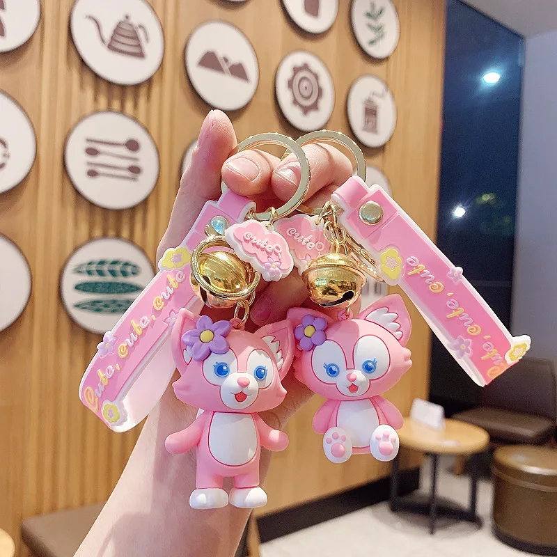 

Cute Various Disney Lina Belle Keychains Kawaii Fox Keyring Student Schoolbag Pendant Car Accessories Gifts for Kids Girls