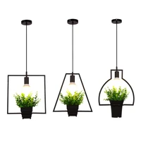modern plant flowerpot chandelier dining room bar hanging lamp geometric wrought iron pendant light restaurant hotel decorative