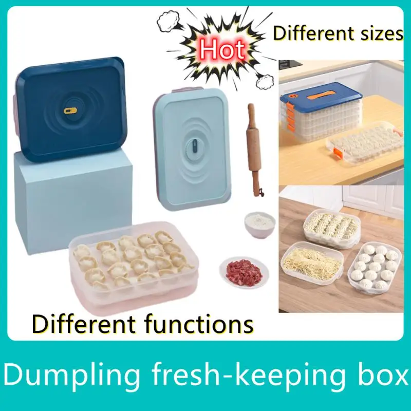 

Refrigerator Organizer Dumpling Storage Box Kitchen Organizer Food Storage Box with Lid Stackable Transparent Plastic Shelf