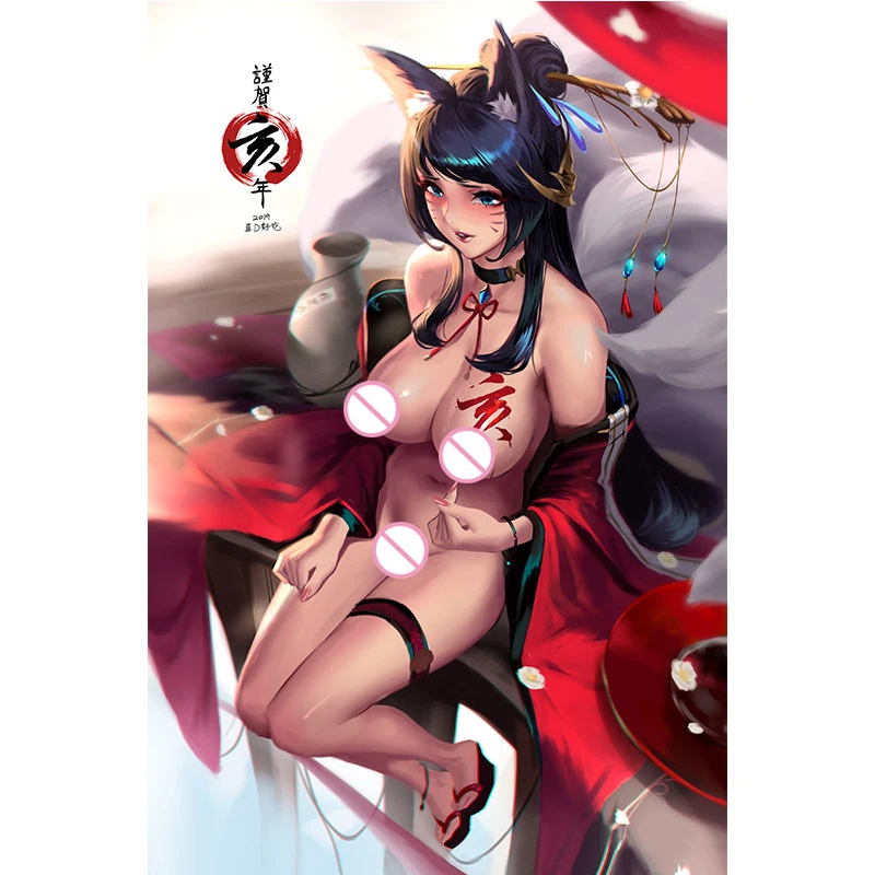 

Print Canvas Anime League of Legends Ahri Nude Sexy Girl Art Poster 40x60 50x70 60x90 Custom Living Room Bedroom Hanging Picture