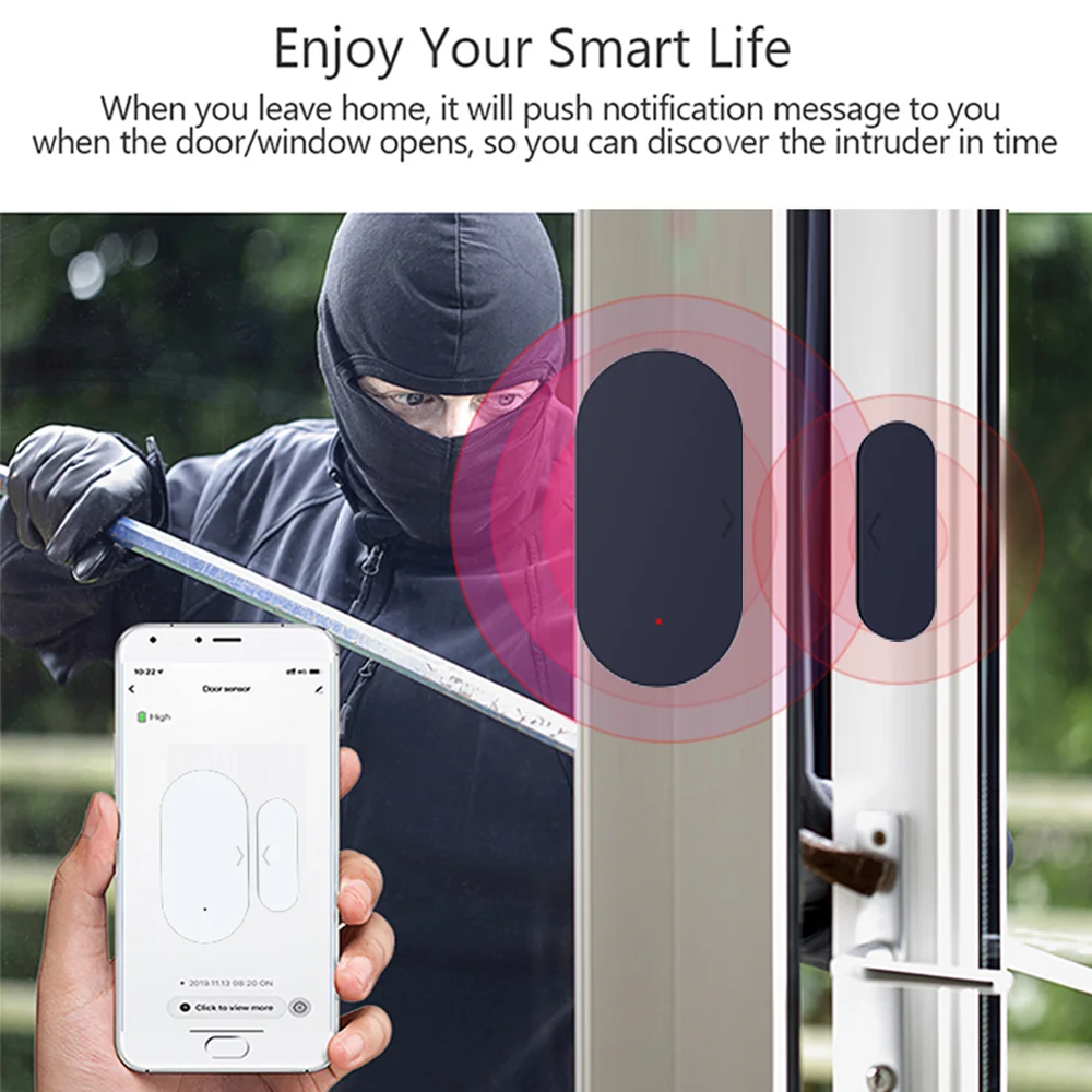 Фото Датчик двери и окна Tuya Zigbee, датчик охранной сигнализации для приложения Smart Life, удаленный монитор, совместимый с Alexa Google Assistant №4
