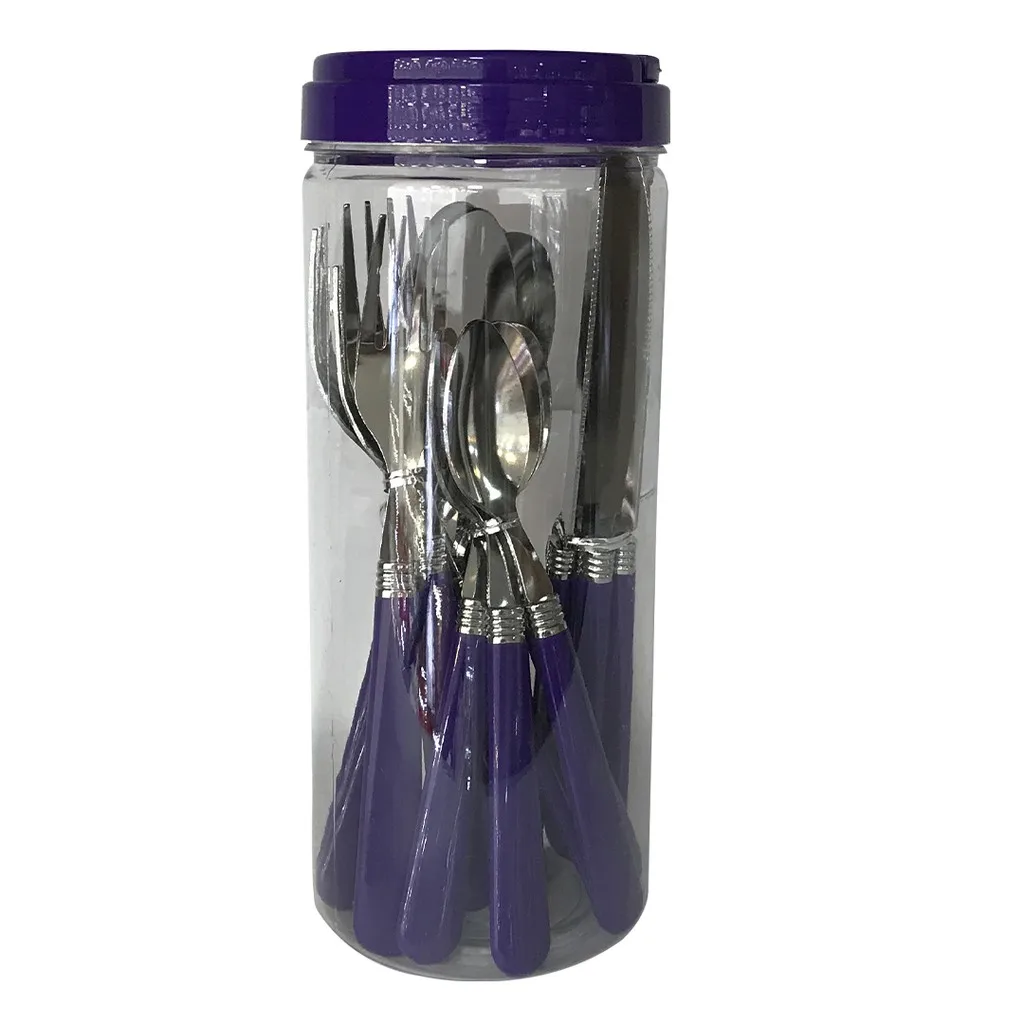 

Set Kit 16 Cutlery + Pot Flatware Spoons Knives Forks Cutlery BBQ Cutlery For Day To Day Colorful Blue Orange Red Purple Black
