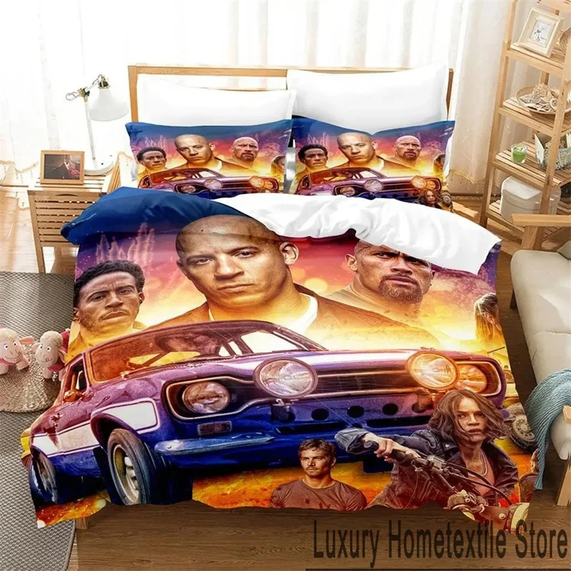 3D Print Fast and Furious Bedding Set Boys Girls Twin Queen King Size Duvet Cover Pillowcase Bed boys Adult Linen