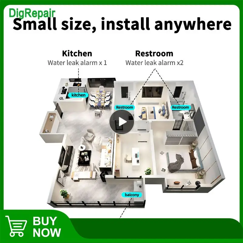 

Smart Home Verflow And Full Water Sensor Tuya App Push Water Flood Detector Home Security System Smart Water Leak Alarm Zigbee