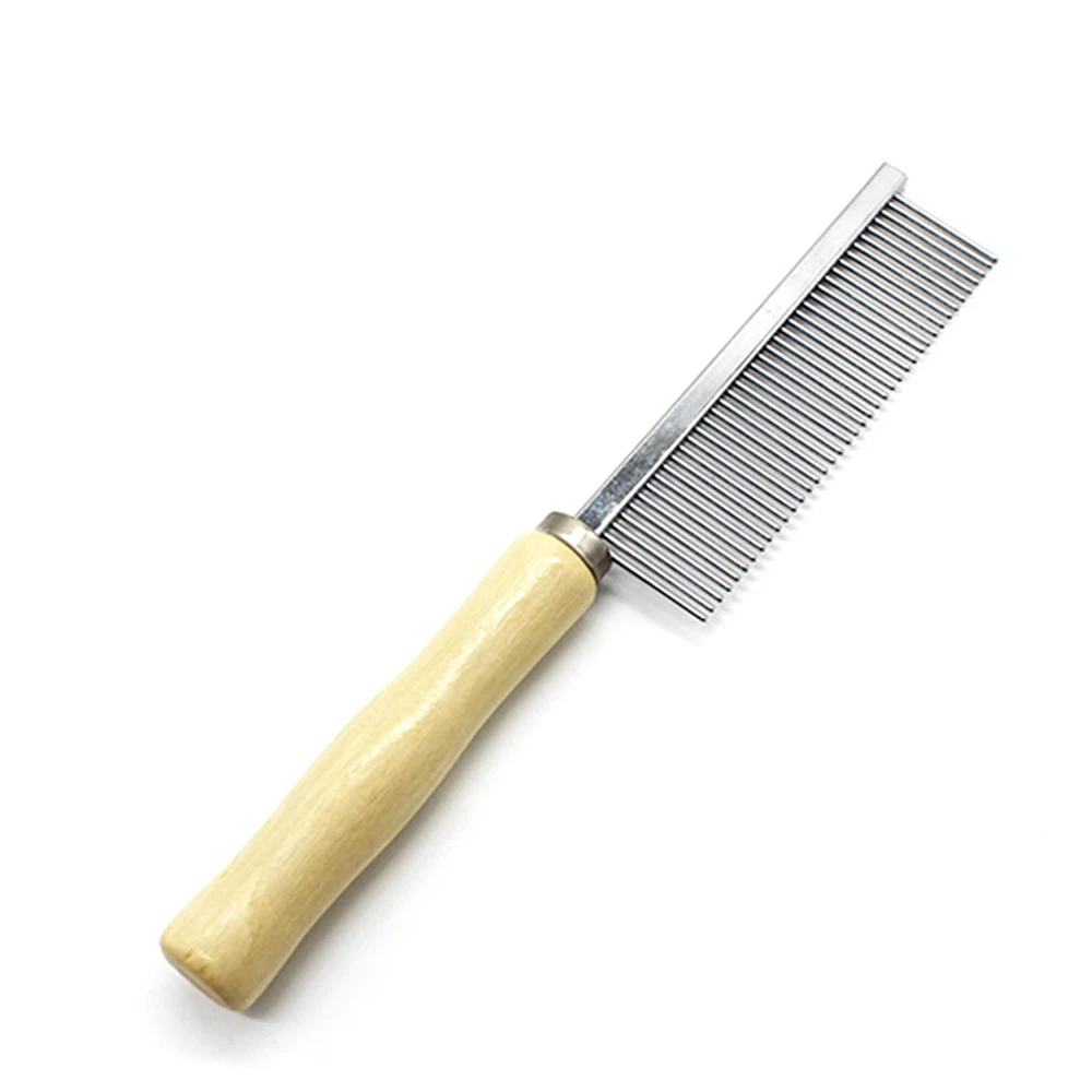 

Single Sided Pet Combs Stainless Steel Hair Comb for Dogs Cats Wood Handle Cat Dog Comb Pets Grooming Supplies Hair Remover Tool