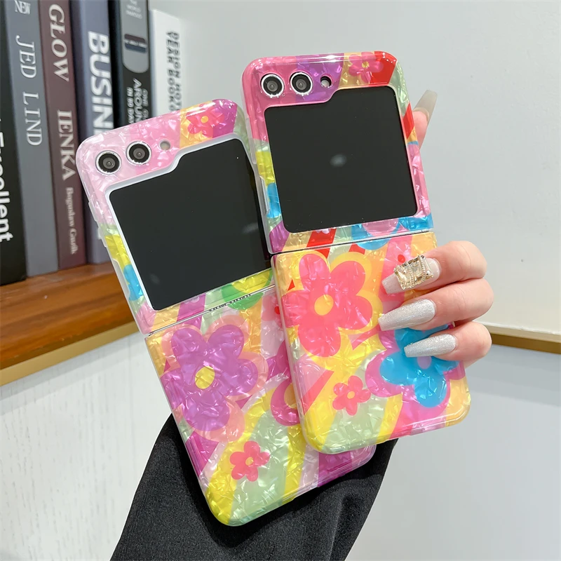 Фото Модный чехол Oill с рисунком цветов для телефона Samsung Galaxy Z Flip 6 5 4 3 Z Flip5 Flip6 Flip4 5G, милые силиконовые чехлы №5