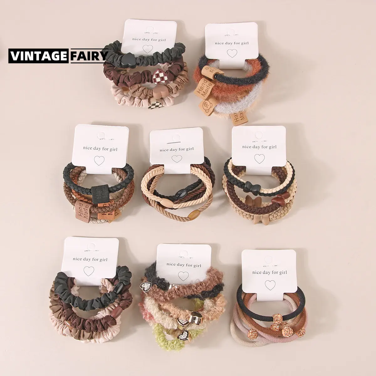 

Hair Bands for Women Milk Coffee Color High Elastic Scrunchie Combination Women's Rubber Band Hair Accessories Dropshipping