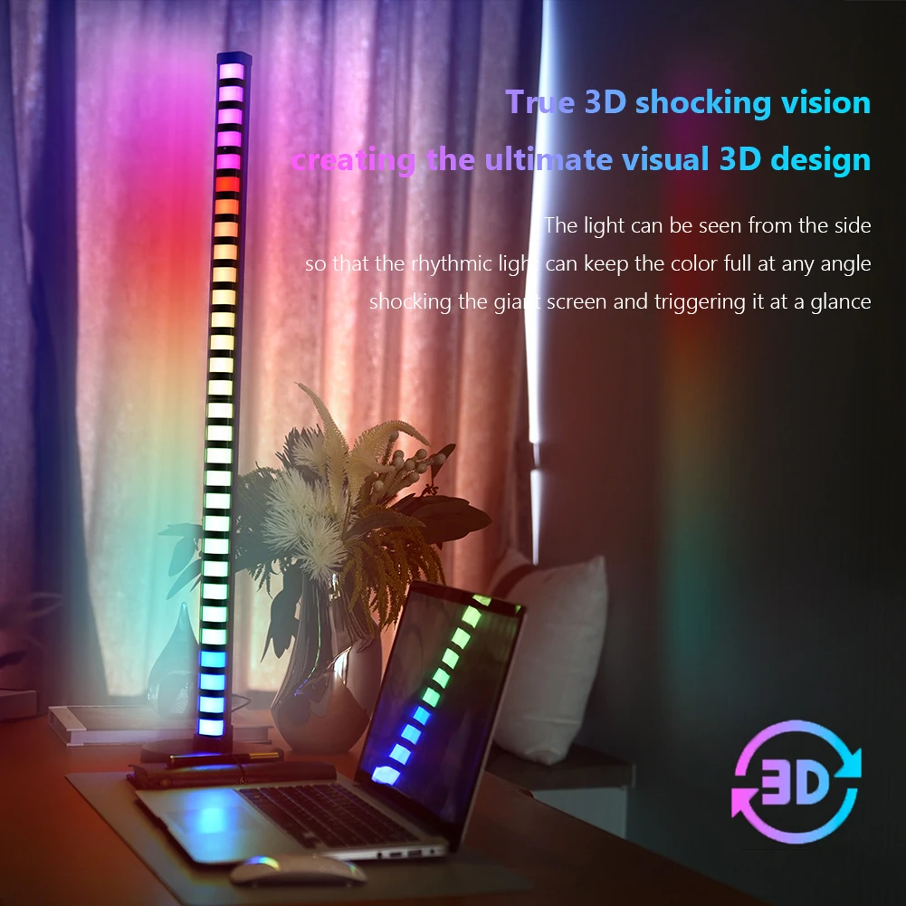 

1.2m Bluetooth-compatible APP Remote Control 3D RGB LED Rhythm Strip Light Kits Music Atmosphere Ambient Decorative Pickup Lamps