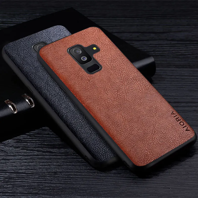 

Leather Case For Samsung Galaxy A7 A8 Plus 2018 Premium Retro Litchi Pattern Back Cover for samsung a8 a7 plus phone case