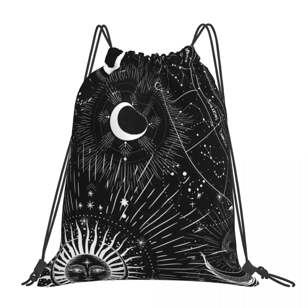 

Sun, Moon And Zodiac Signs Backpacks Portable Drawstring Bags Drawstring Bundle Pocket Shoes Bag Book Bags For Travel Students