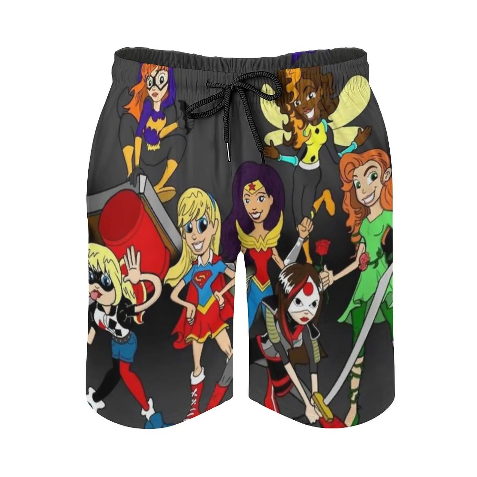 

Superheroines Men's Sport Running Beach Shorts Trunk Pants With Mesh Lining Trunks Shorts Superhero Cartoon Dc Beach Shorts