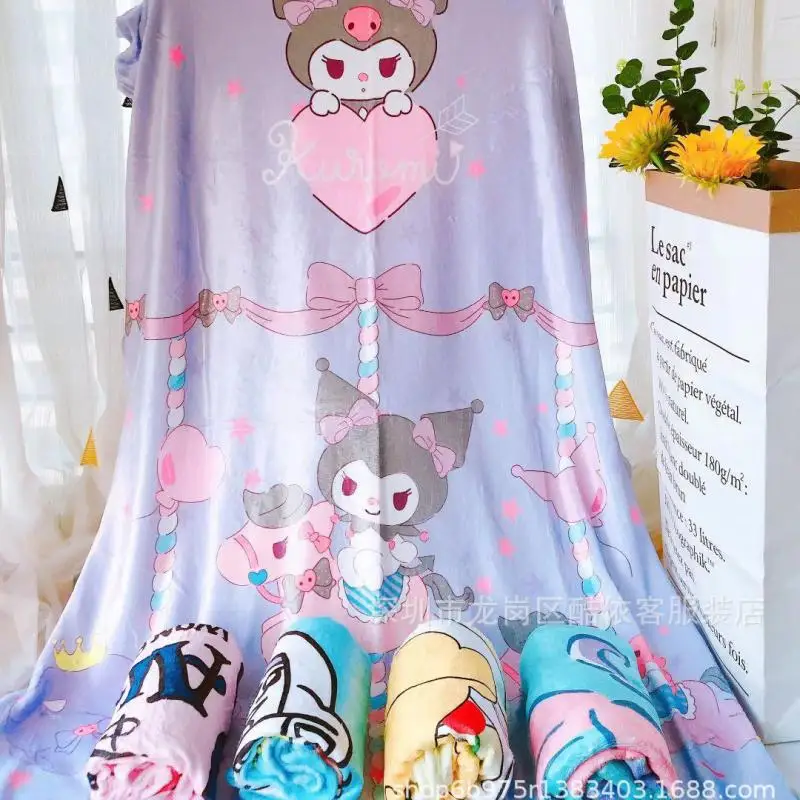 

Sanrio мультяшное плюшевое фланелевое одеяло Cinnamoroll Kuromi детское мягкое приятное для кожи одеяло для сна кавайная аниме игрушка для девочек Подарки