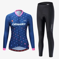 leobaiky ladies pro cycling jersey sets womens long sleeve sweat absorption cycling clothes womens bicycle racing jersey suit
