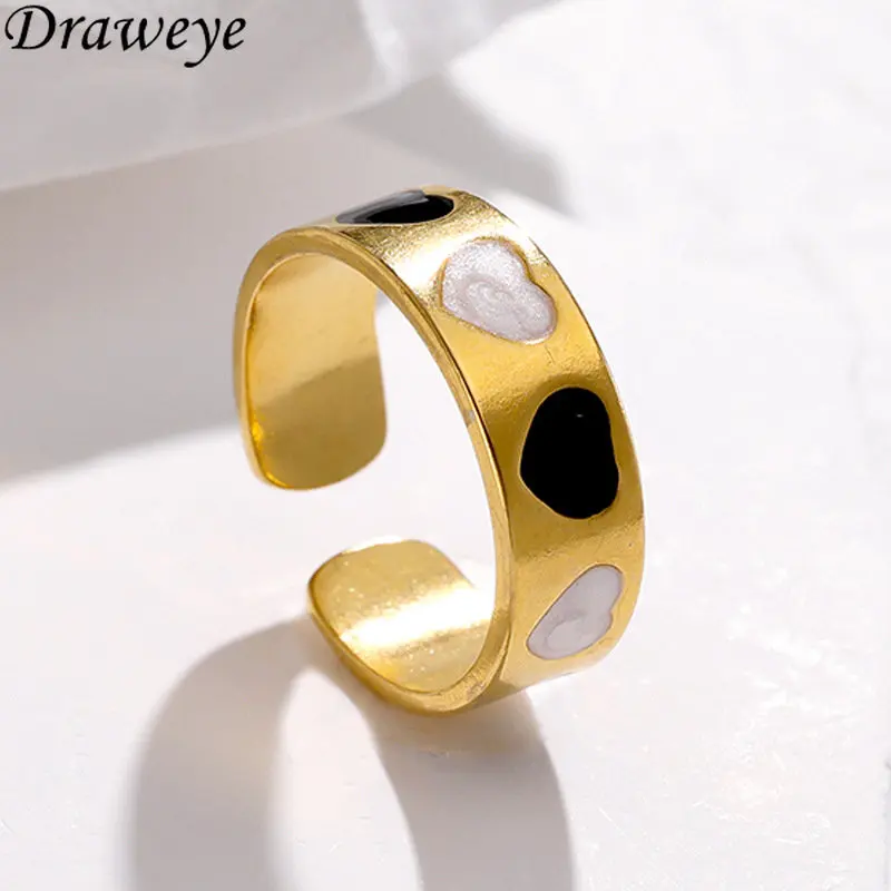 

Draweye Jewelry for Women Heart Metal Korean Fashion Hiphop Punk Style Vintage Cuff Rings Forefinger Ins New Anillos Mujer