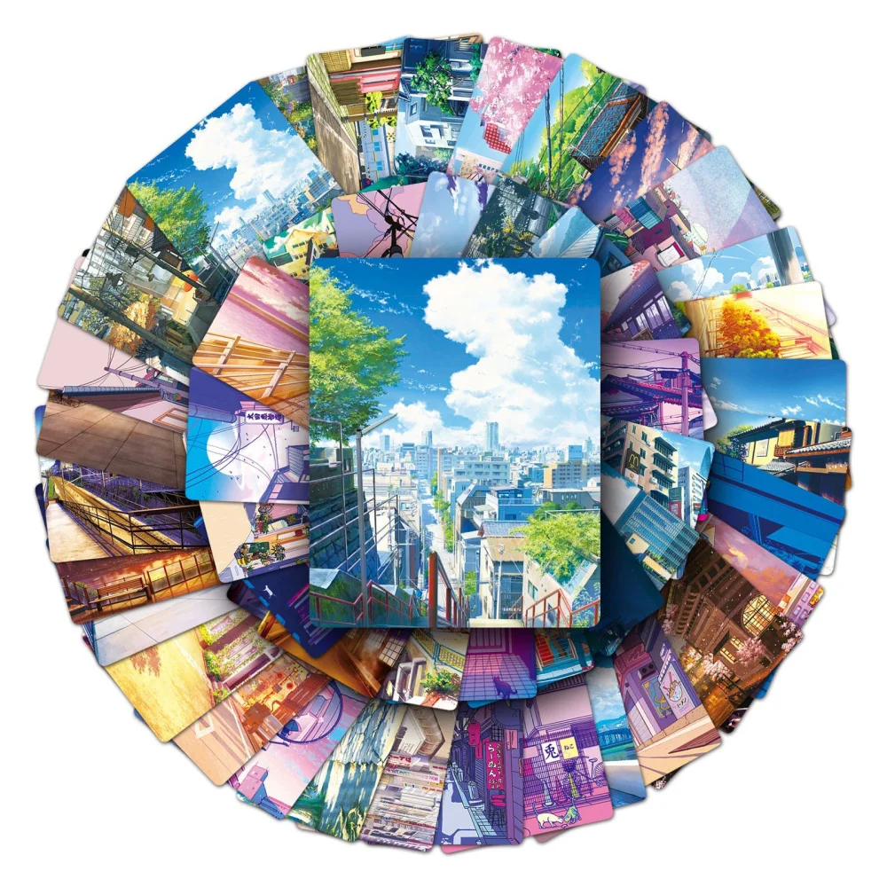

10/30/50PCS Anime Street View Landscape Cartoon Stickers Aesthetic Phone Guitar Laptop Car Notebook Waterproof Sticker Kids Toy