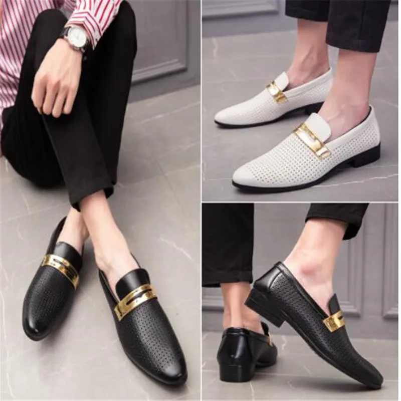 

Men Shoes Summer Hollow Breathable Casual Two-layer Leather Shoes Men Dress Wedding Loafers Men's Moccasins Tenis Masculino