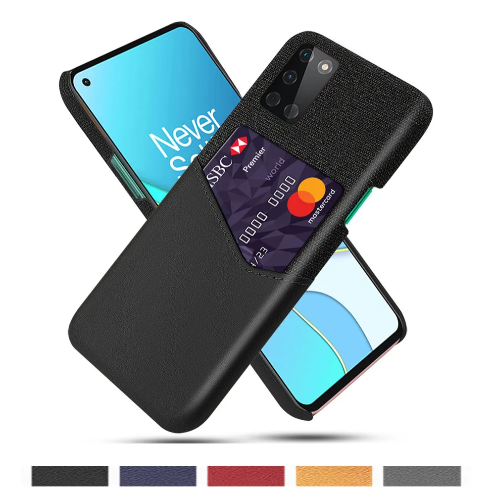 

Febric Card Holder Cover For OnePlus 8t 8 7 7t Pro Cloth Texture PU Antiskid Funda For One Plus Nord N100 N10 6t 5t 6 5 Case