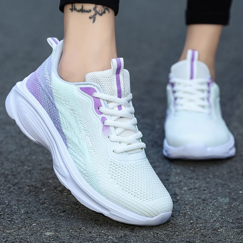 Anti-slip Women's Vulcanized Shoes Breathable Women Flats Shoes Outdoor Flexible Female Running Shoes Lightweight Sneakers 2023