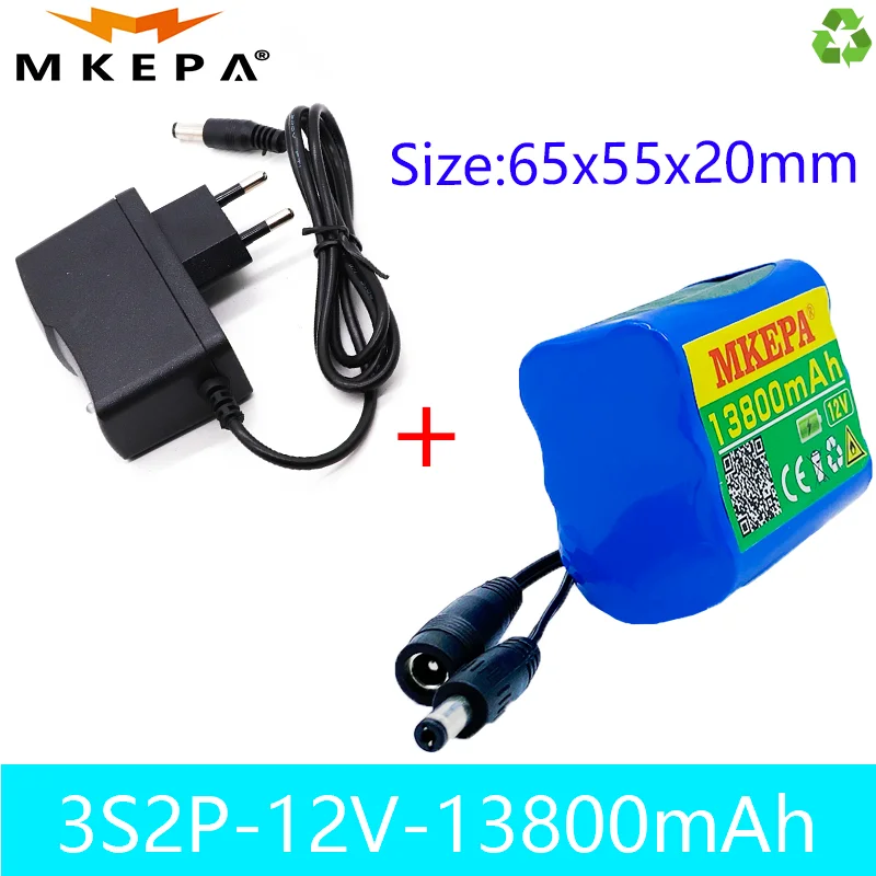 

New3S2P 12V13800mah battery 18650 Li-ion 13.8Ah Rechargeable batteries with BMS Lithium Battery packs Protection Board +Charger