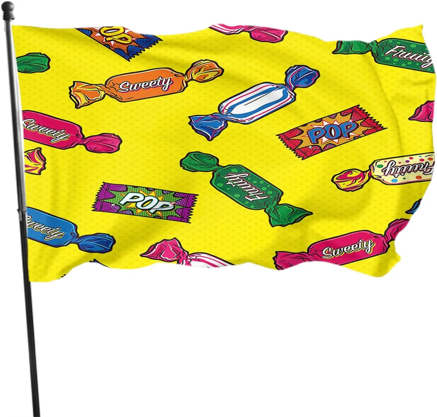 Флаг конфет красочные Сладкие шоколадные конфеты с желтыми уличными флажками в