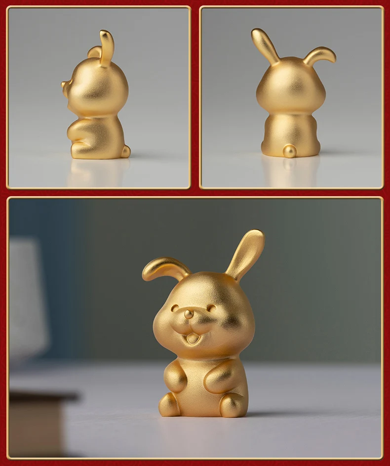 Лидер продаж 2023 медная резьба ручной работы талисман золотой кролик инородный