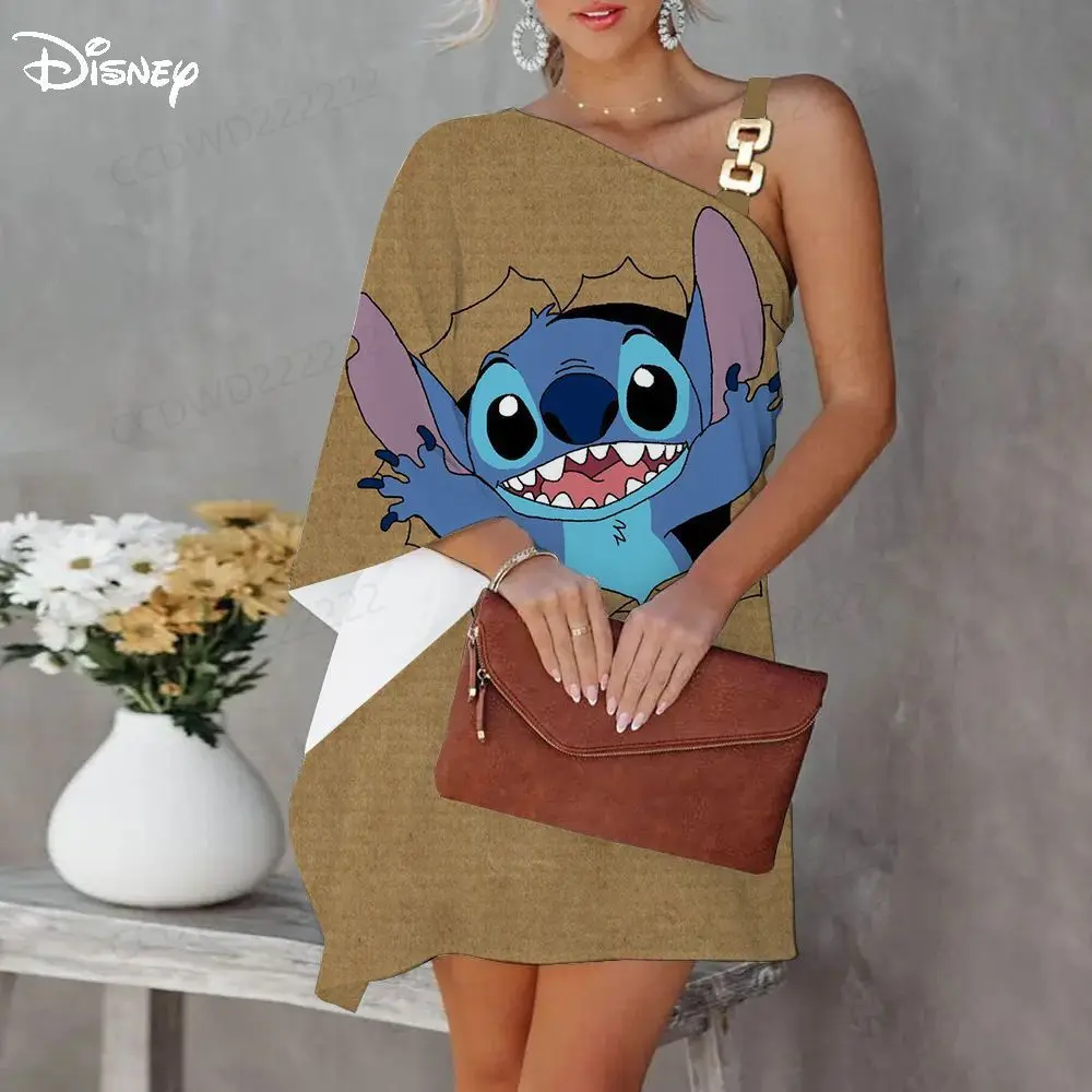 

Женское платье с одним открытым плечом и диагональным воротником