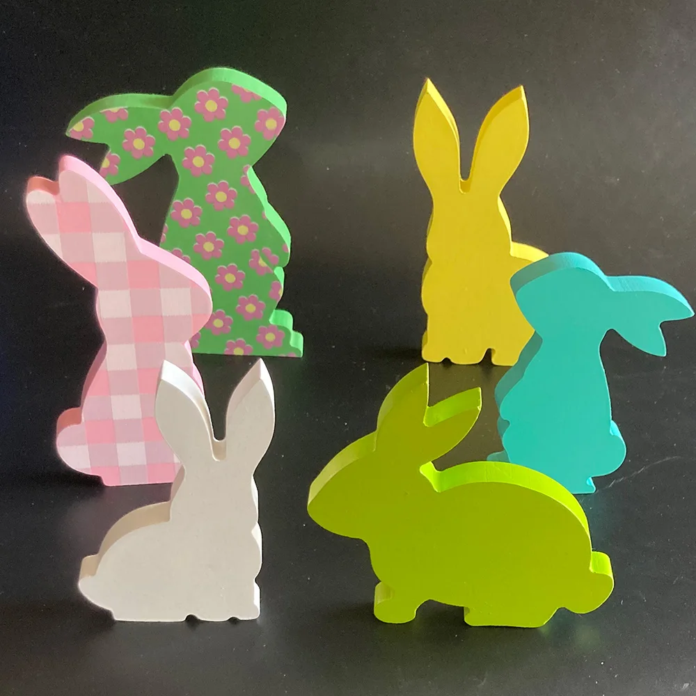 

Easter Supplies Office Desk Home Decor Easter Bunny Wooden Sign Spring Tiered Tray Decor Holiday Table Centerpiece Ornaments