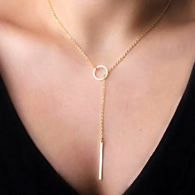 

Fashion Simple Metal Chain Necklace Punk New Products Simple Ring Jewelry Metal Ring Short Ladies Necklace Accessories