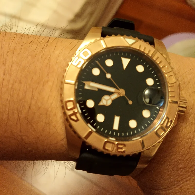 

Men's Automatic Mechanical Watch Pt5000 Movement Bronze Sapphire Waterproof Navy Military Divers Watch Anti-Magnetic Shockproof